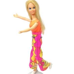 6.5" Vintage 1970's Rock Flower Heather Hippie Doll in Original Jumpsuit